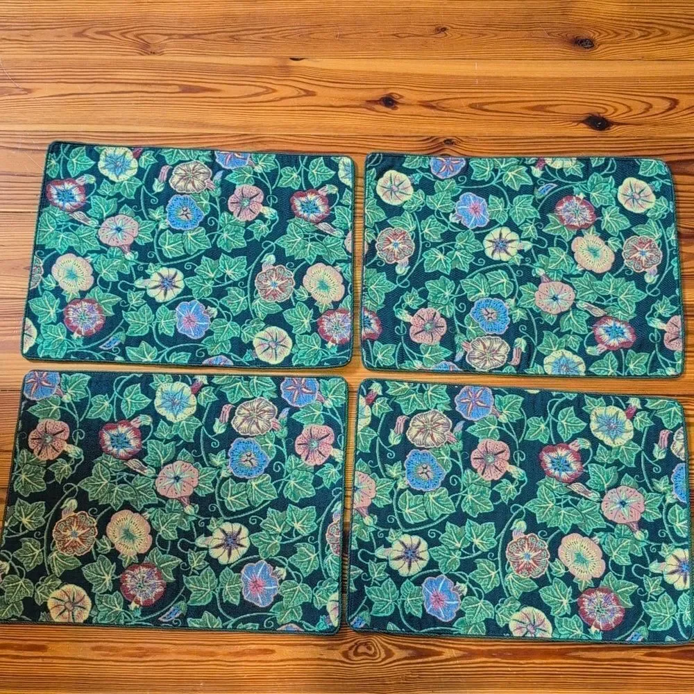 Tapisserie Tapestry by Renaissance Woven Art Green Floral Placemats, Set of 4